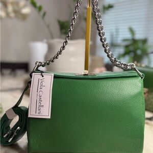 Viola Castellani Green Leather Shoulder Bag